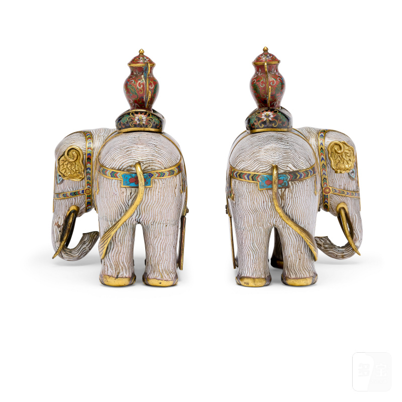 PAIRE D’ÉLÉPHANTS EN ÉMAUX CLOISONNÉS  CHINE, DYNASTIE QING, ÉPOQUE JIAQING (1796-1820) - 图5